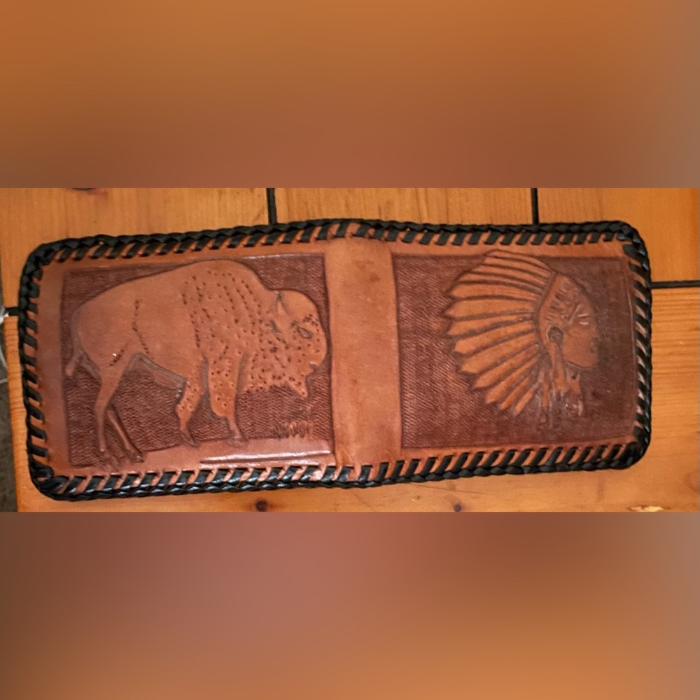 Leather wallet handmade Native American style designed